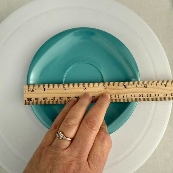 Vintage Boontonware Teal Tea Cup and Saucer Set Mid Century Modern Melamine USA - Picture 7 of 14